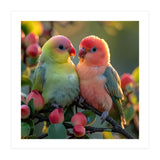 Lovebirds Couple Sitting On A Branch With Berries (Print Only) thumbnail