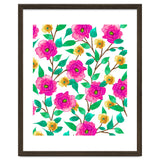 Floral Forever, Colorful Summer Garden Botanical Illustration, Pink Boho Vibrant Painting thumbnail