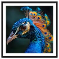 Peacock Bird Portrait Detailed Feathers Vibrant Colors