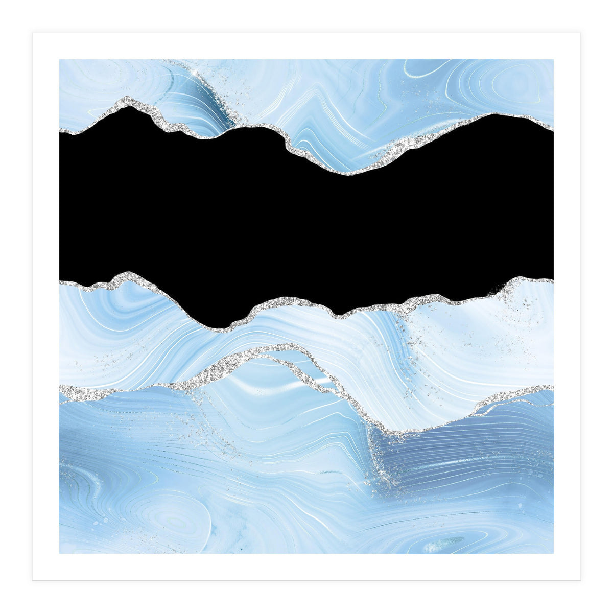 Blue & Silver Agate Glitter Texture 03 (Print Only)