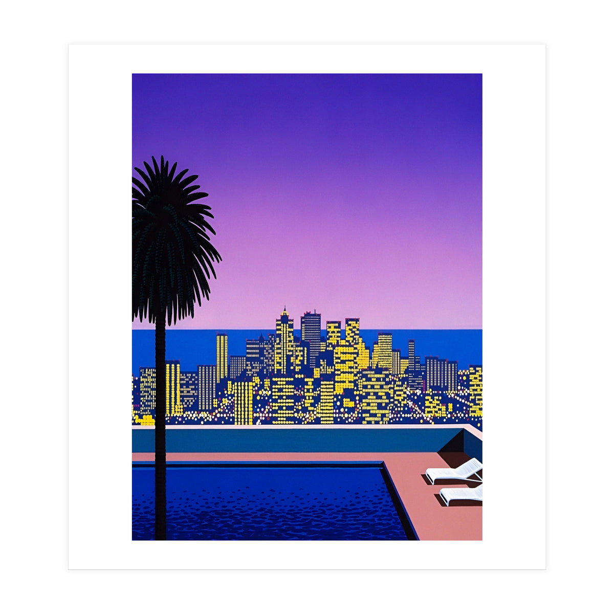 Hiroshi Nagai - City Pop At Night, Swimming Pool (Print Only)