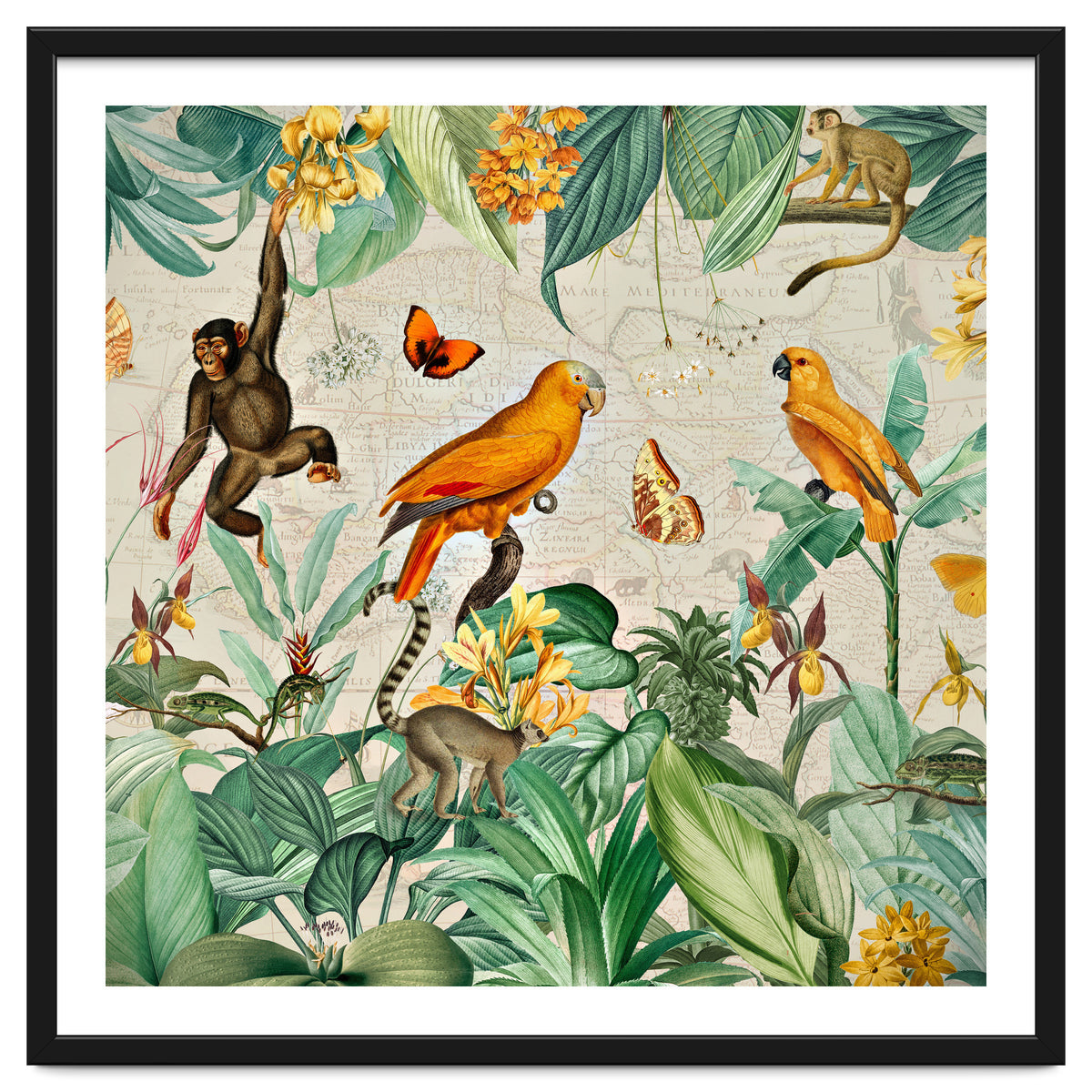 Vintage African Tropical Jungle Fun Animals