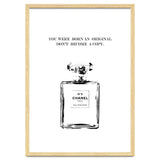Born Original, Fashion Perfume Bottle Quote Art, Coco Chanel, Chic Decor thumbnail