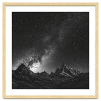 Starlit Mountain Majesty: Detailed Monochrome Milky Way