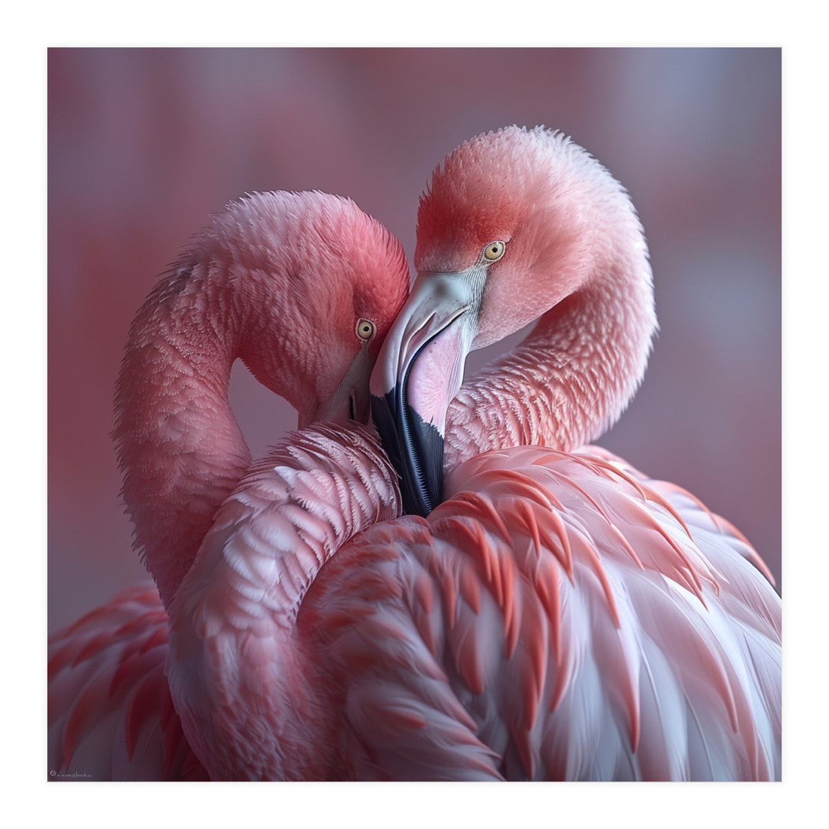 Cute Two Pink Flamingos (Print Only)