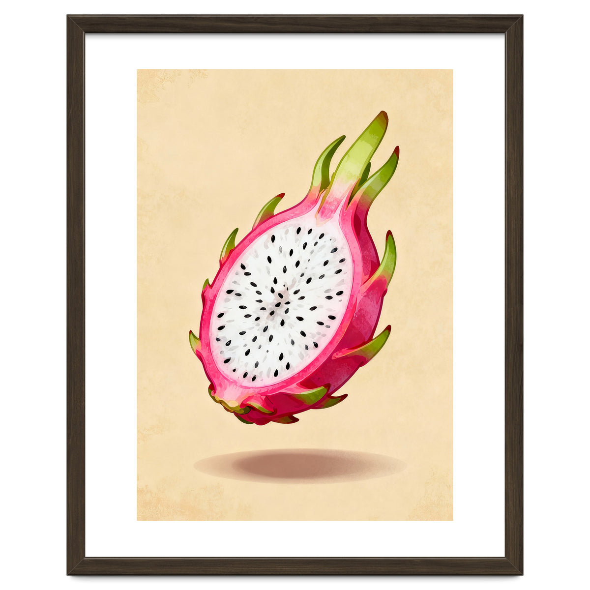 Dragonfruit, Watercolor Illustration, Tropical Pink Art