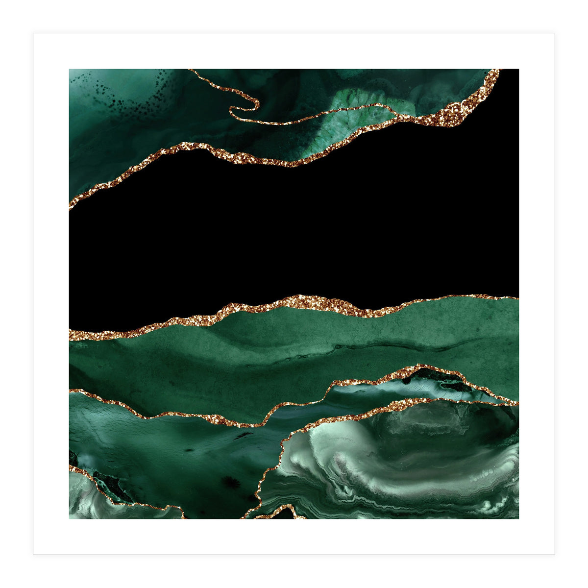 Emerald & Gold Agate Texture 01  (Print Only)