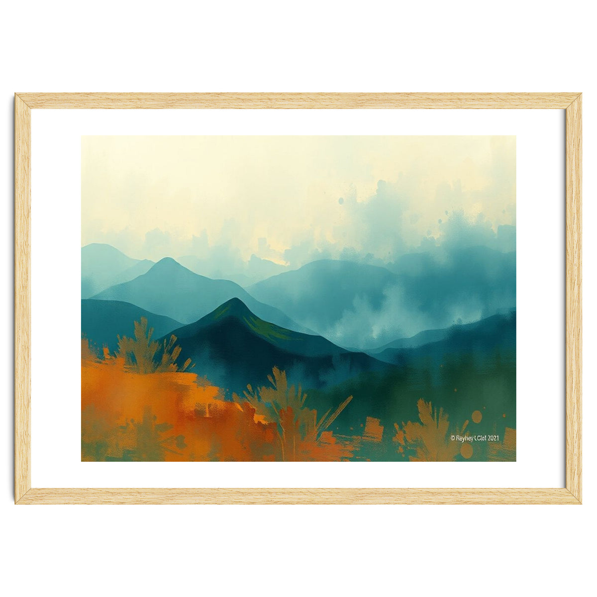 Long Title Misty Blue Mountain Range Landscape
