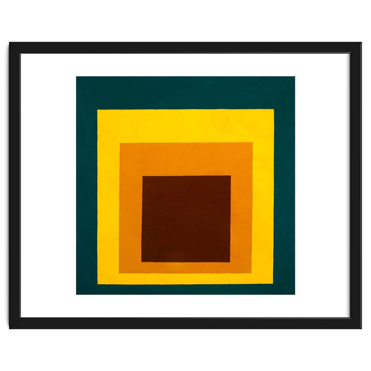 JOSEF ALBERS - HOMAGE TO THE SQUARE DARK GREEN YELLOW ORANGE BROWN