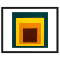 JOSEF ALBERS - HOMAGE TO THE SQUARE DARK GREEN YELLOW ORANGE BROWN