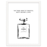 Born Original, Fashion Perfume Bottle Quote Art, Coco Chanel, Chic Decor thumbnail