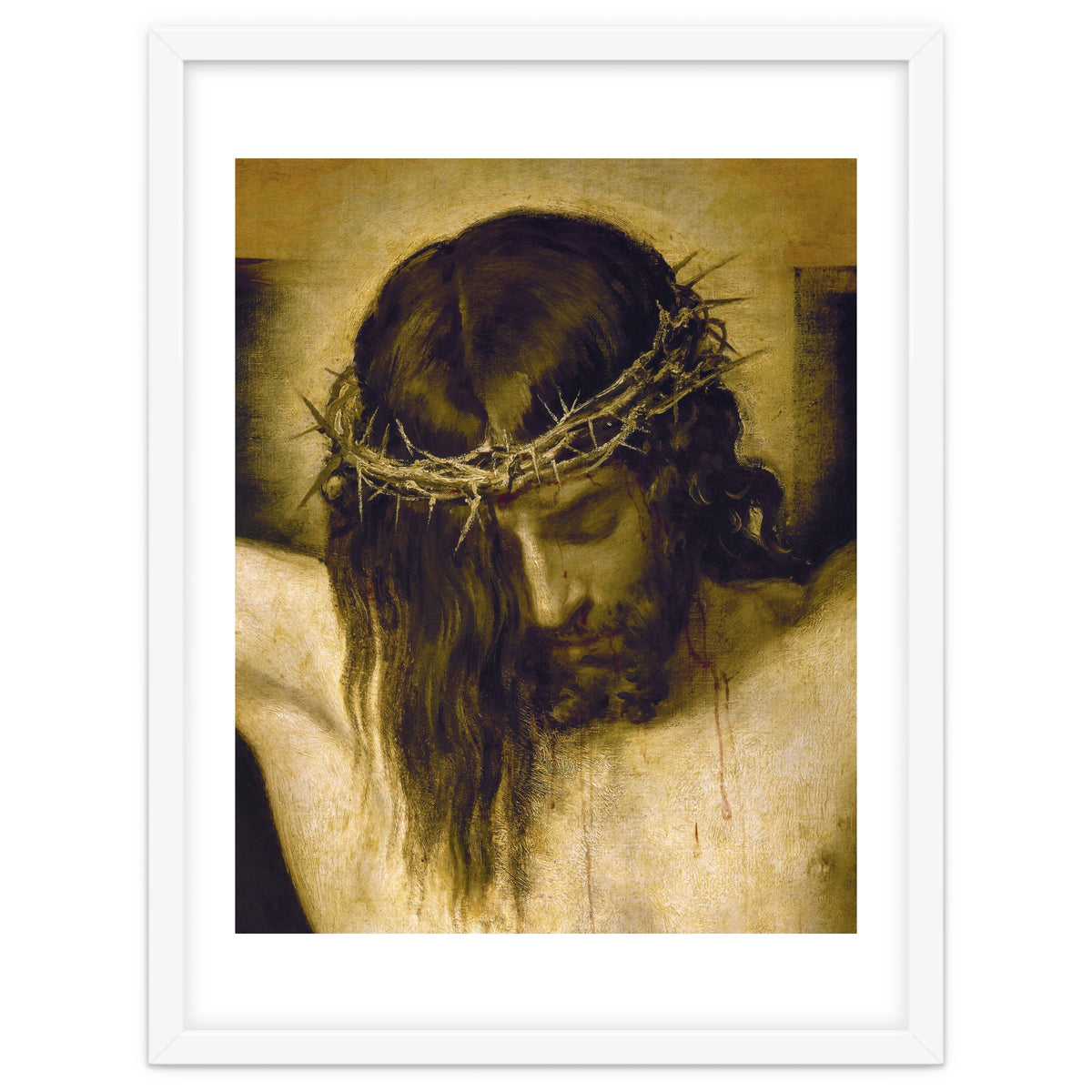 Crucified Christ (detail of the head). Cristo crucificado. Madrid, Prado museum.