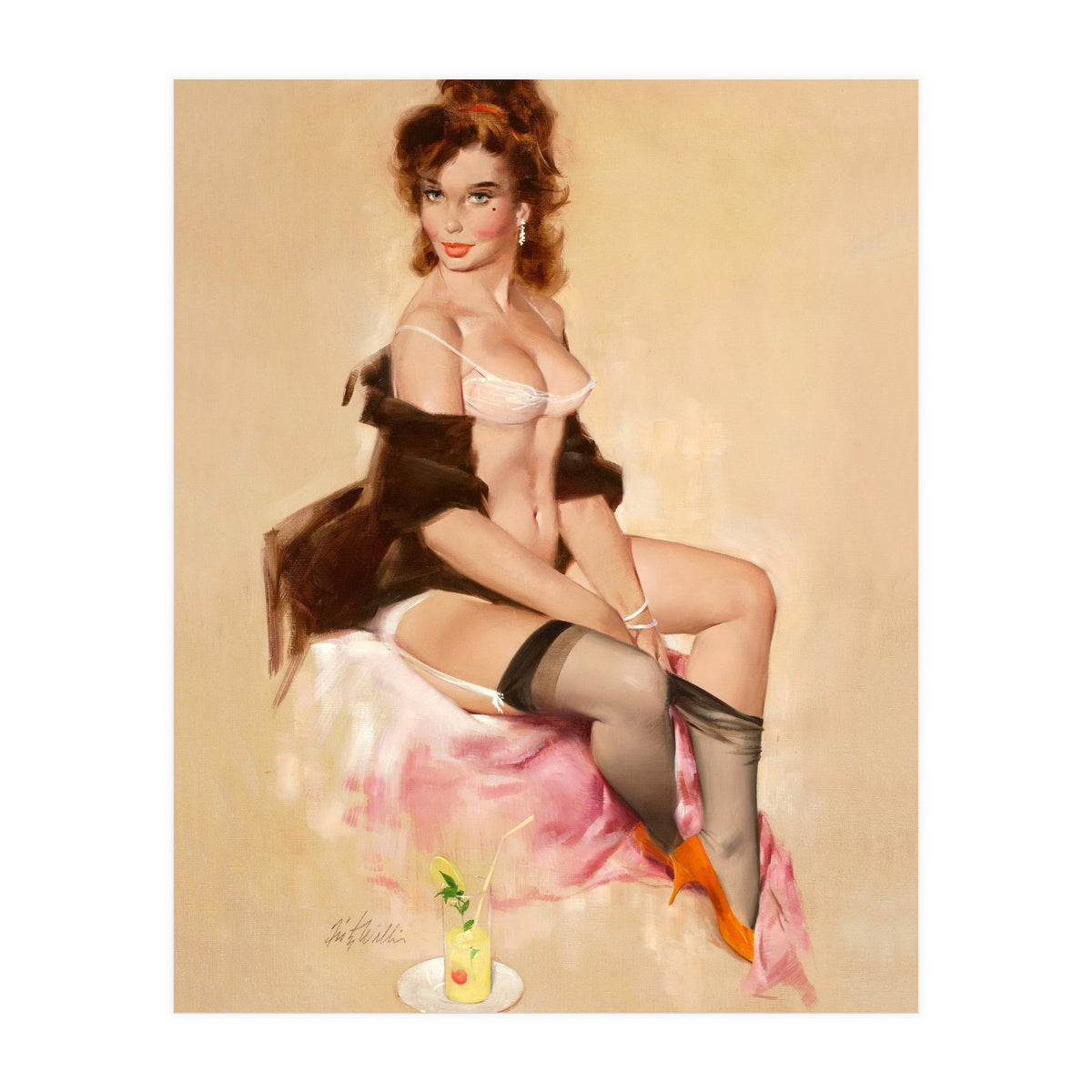 Sexy Pinup Brunette Modelling (Print Only)