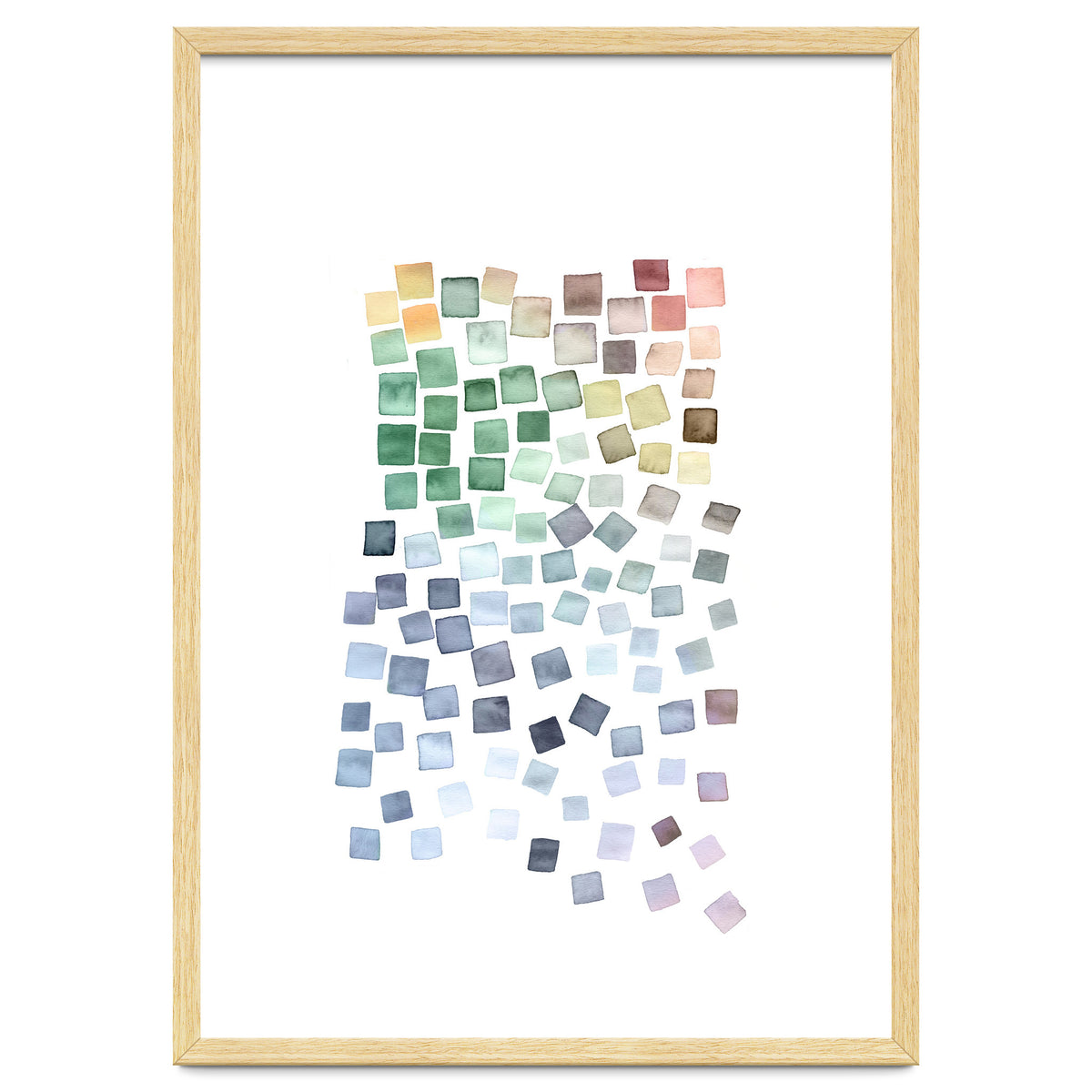 Watercolor Geometric Square Shapes Blue