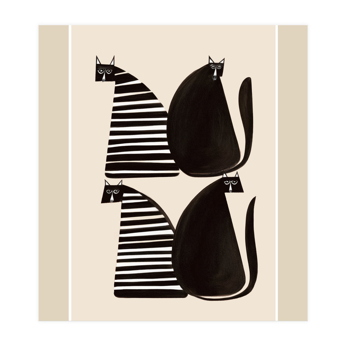 Minimalist Cats In Black And White (Print Only)
