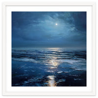 Midnight Blue Moonlit Seascape