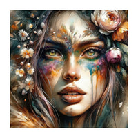 Floral Forest Druid Woman Portrait (Print Only)