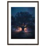 Ancient Mystical Oak Silhouette at Twilight with Ethereal Wisps thumbnail