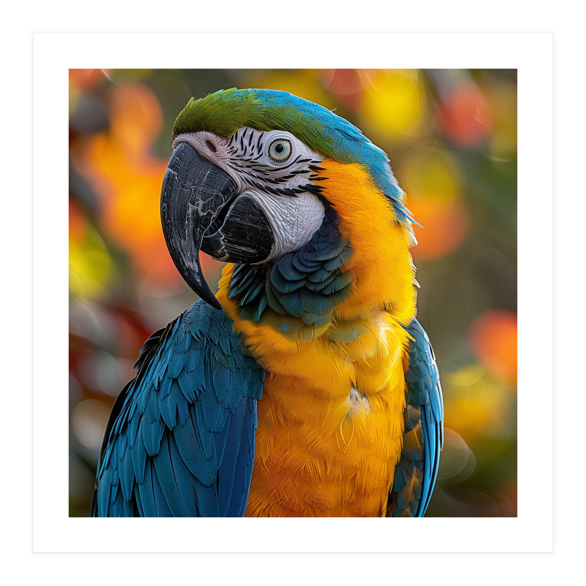 Blue And Gold Macaw Parrot Close Up Portrait (Print Only)