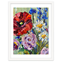 Vibrant Wildflower Meadow Oil Painting