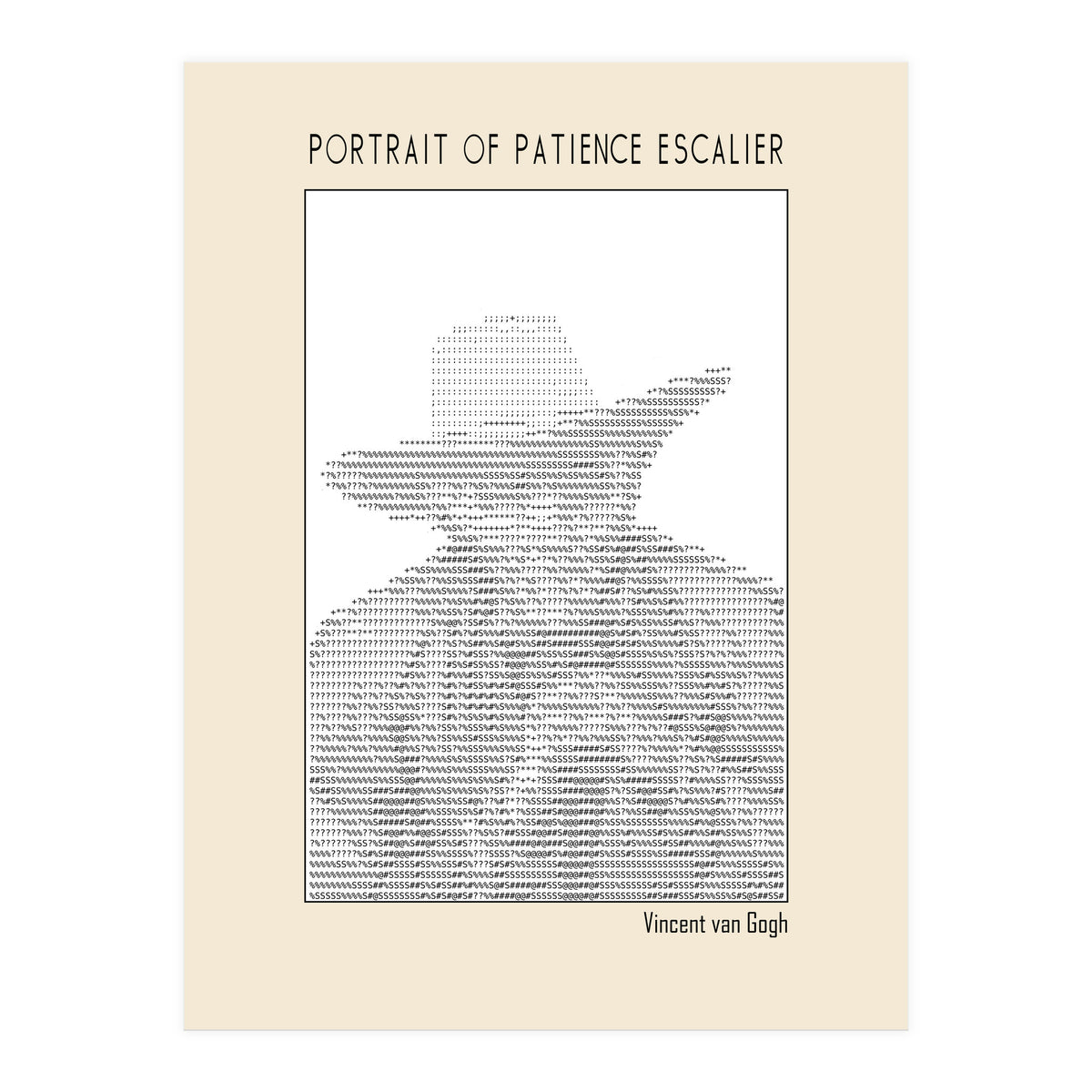 Portrait Of Patience Escalier Vincent Van Gogh Ascii Art (Print Only)
