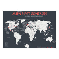 World Map of Alien First Contacts in Movies (Print Only)