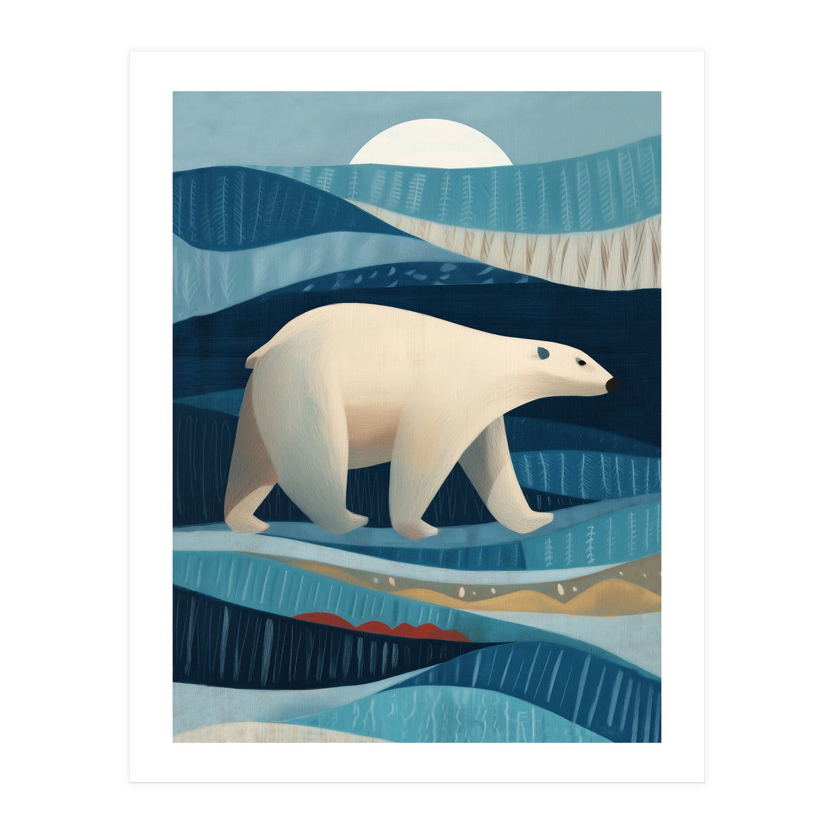 Polar Bear In The Blue Arctic (Print Only)