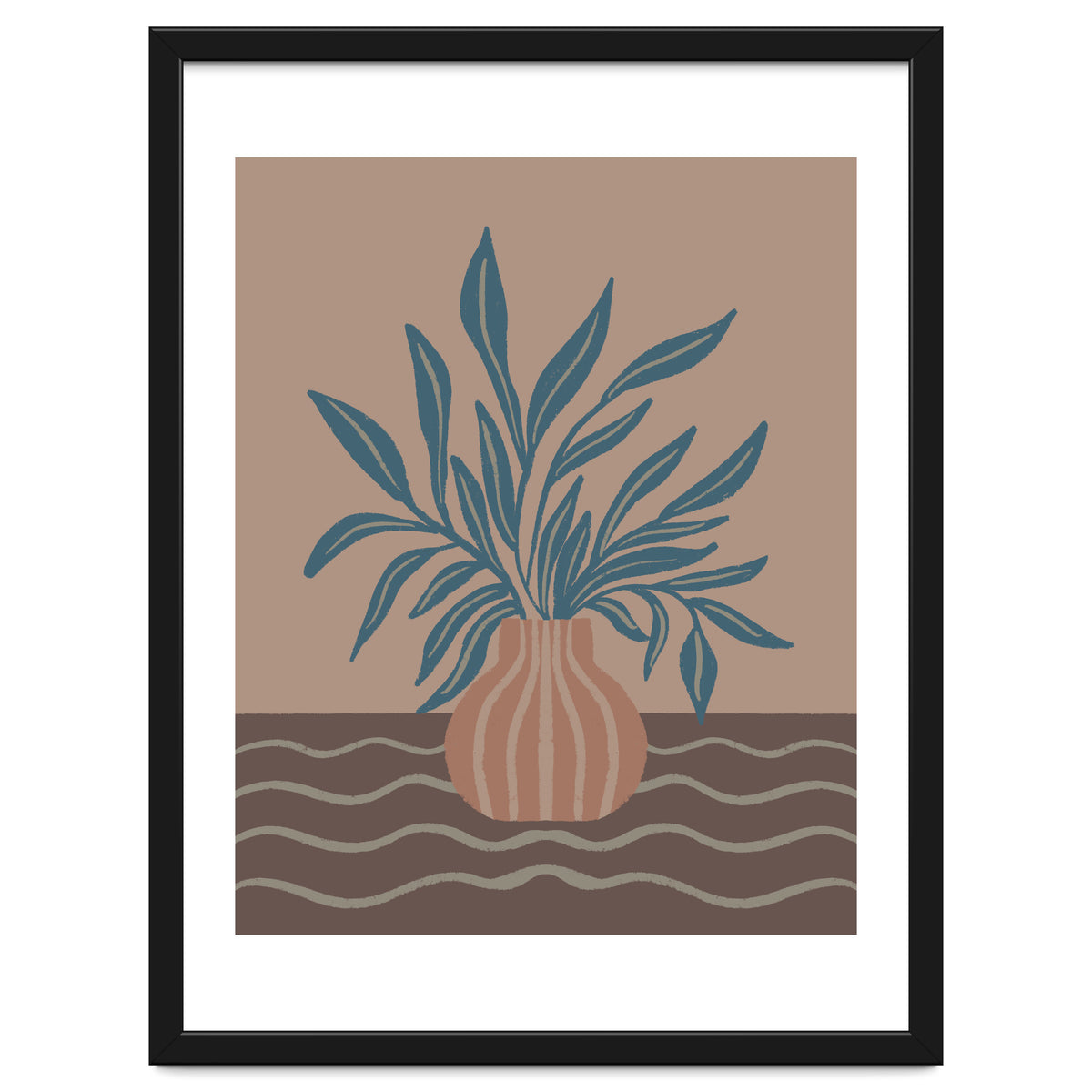 Modern Vase with Tropical Leaves