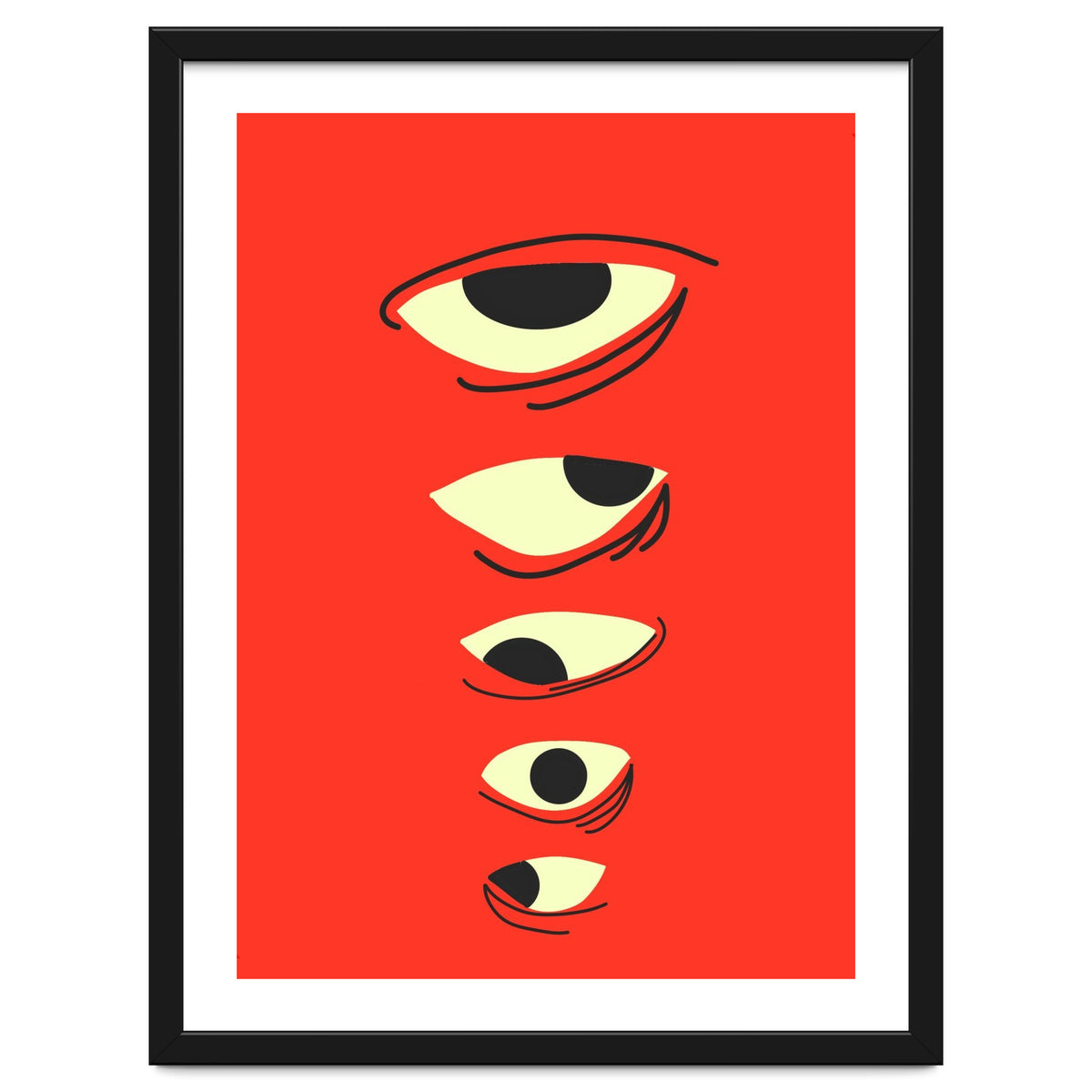 Abstract Eyes on Red Background