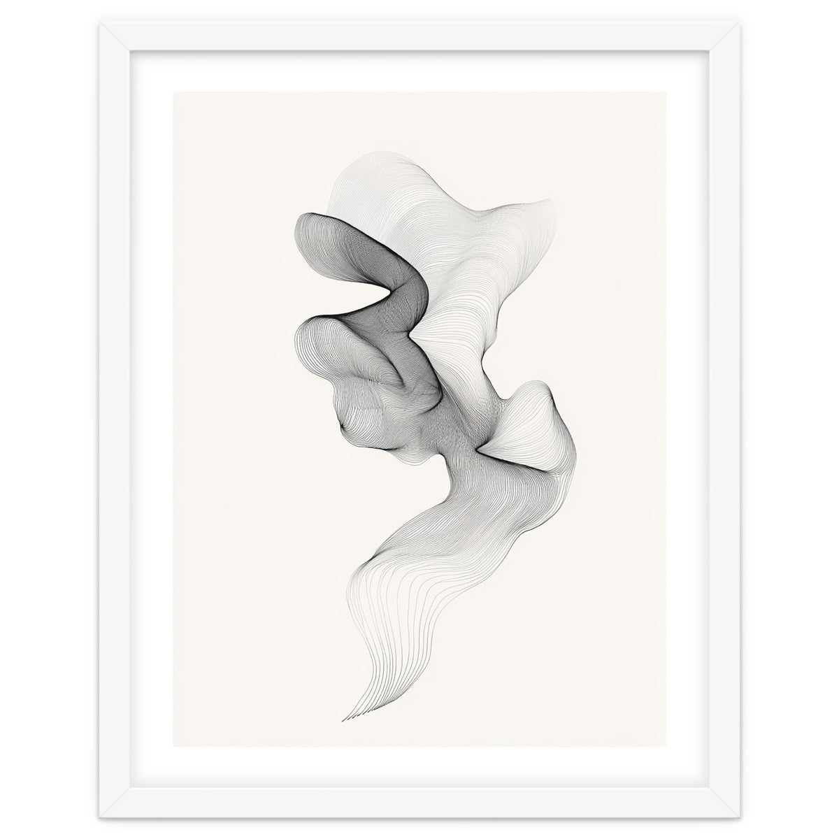 Abstract Black And White Swirling Lines Flowing Form