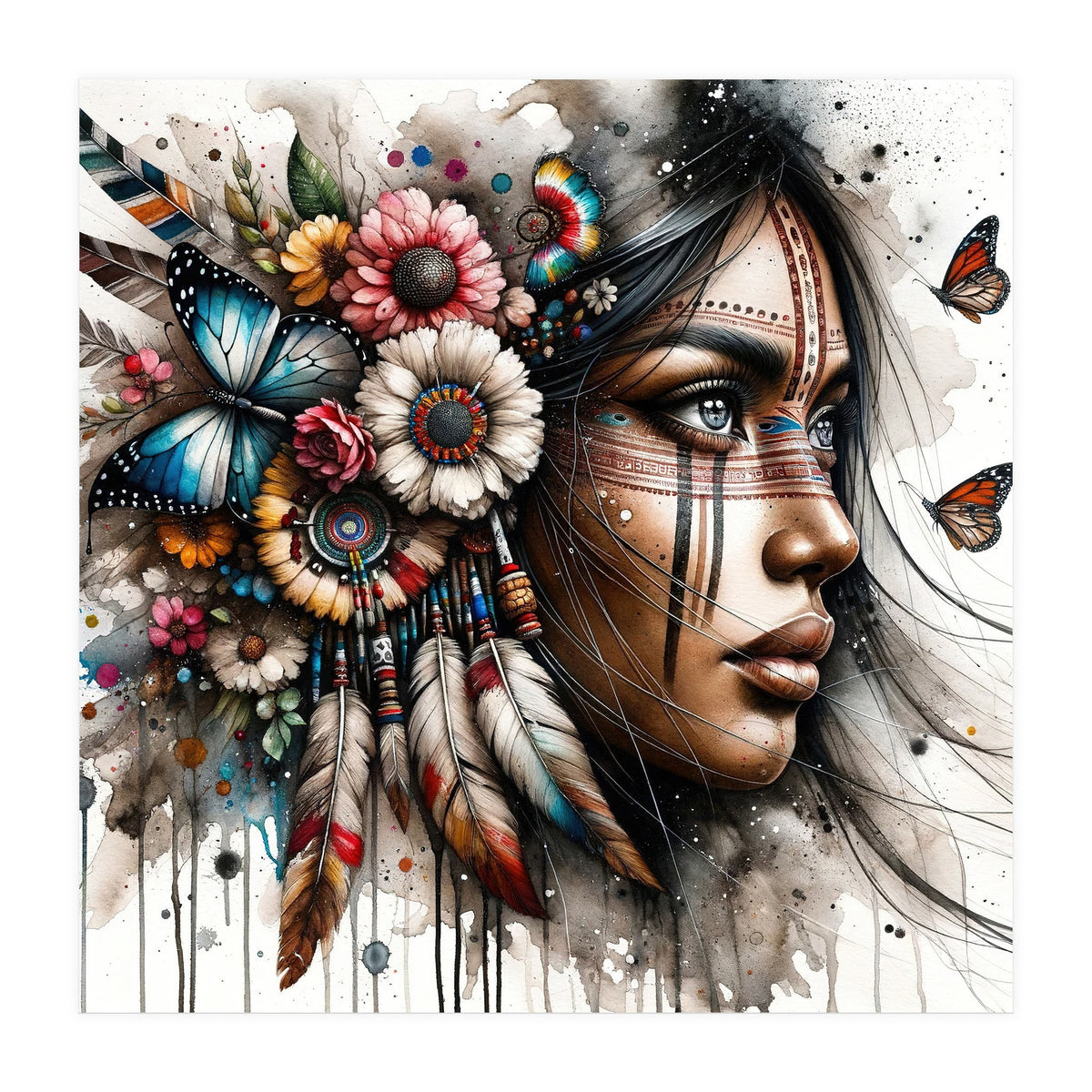 Watercolor Native American Woman #2 (Print Only)