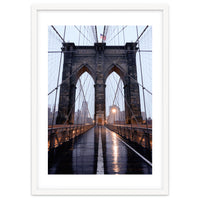 Brooklyn Bridge, USA, Moody NYC Architecture, Rainy Urban Photography