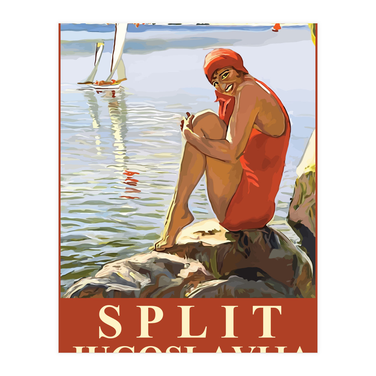 Split, Swimmer on a Rocky Coast (Print Only)
