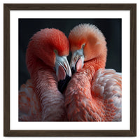 Two Flamingos Together Showing Affection