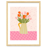 Tulips in a vase - pink and orange thumbnail