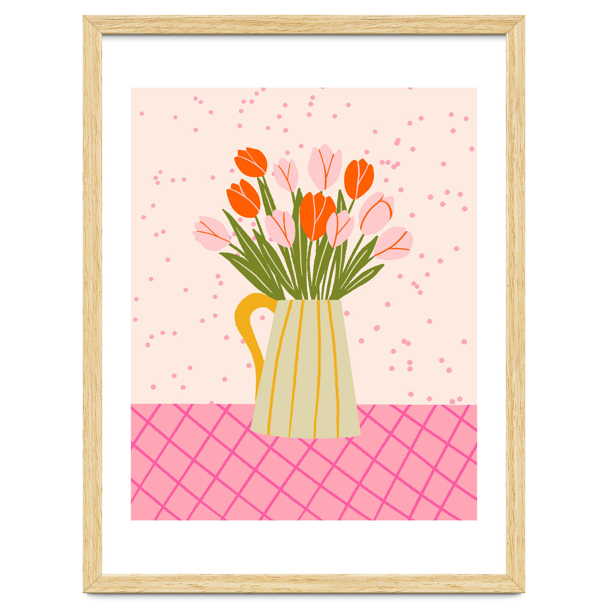 Tulips in a vase - pink and orange