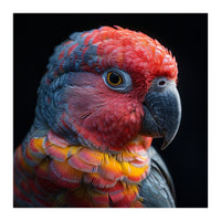 Close Up Parrot Face Red Blue Yellow Plumage (Print Only)
