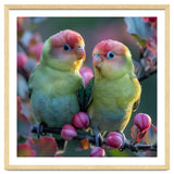Two Lovebirds On A Branch Surrounded By Berries thumbnail