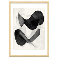 Abstract Black And White Flowing Organic Shapes With Texture