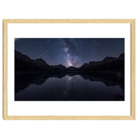 Starlit Reflection: Milky Way Over Mountain Lake