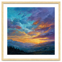 Ethereal Alpine Sunset Over Distant Peaks