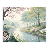 Springtime Blossoms: A Serene Garden Stream (Print Only) thumbnail
