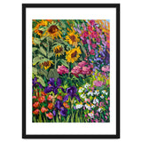 Vibrant Summer Sunflower and Iris Meadow Oil Painting thumbnail