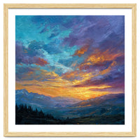 Ethereal Alpine Sunset Over Distant Peaks