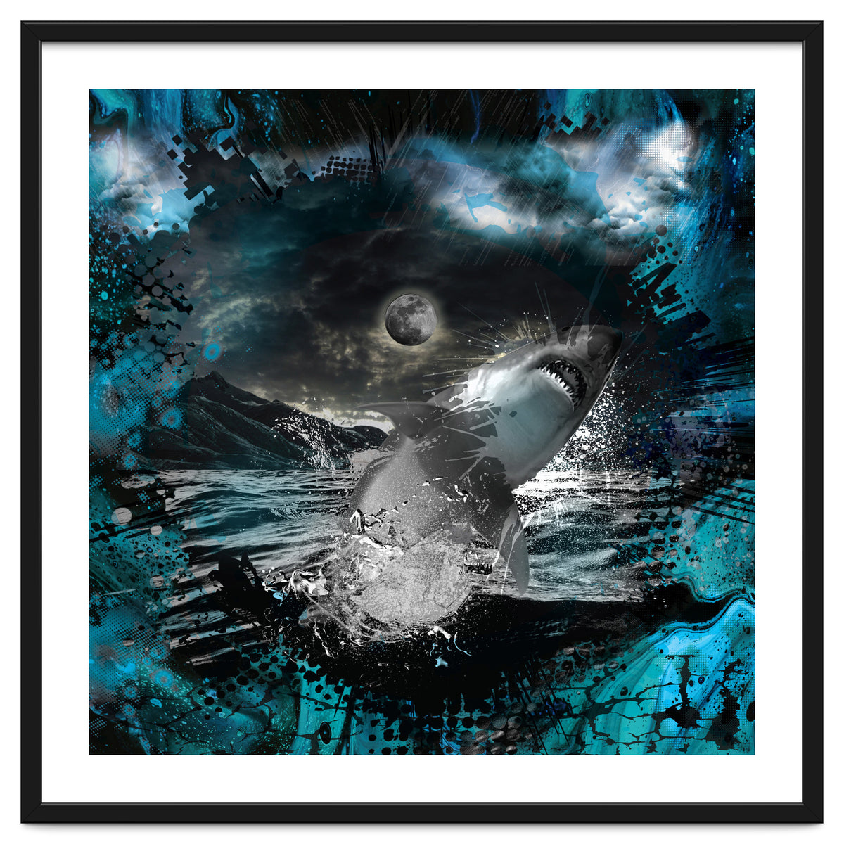 Shark Blue Moon Ocean Splash