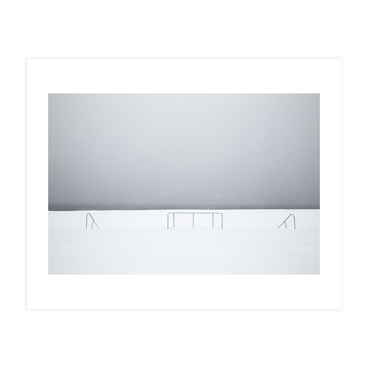 Stair railing covered by snow (Print Only)