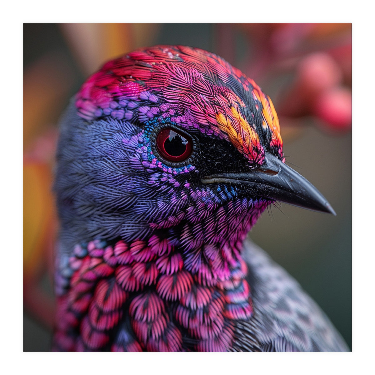 Vibrant Exotic Bird Detailed Feather Close Up (Print Only)