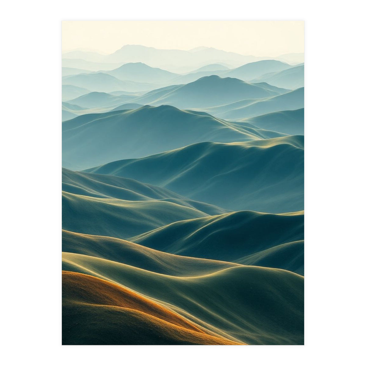 Minimalist Misty Mountain Landscape Wall Art (Print Only)