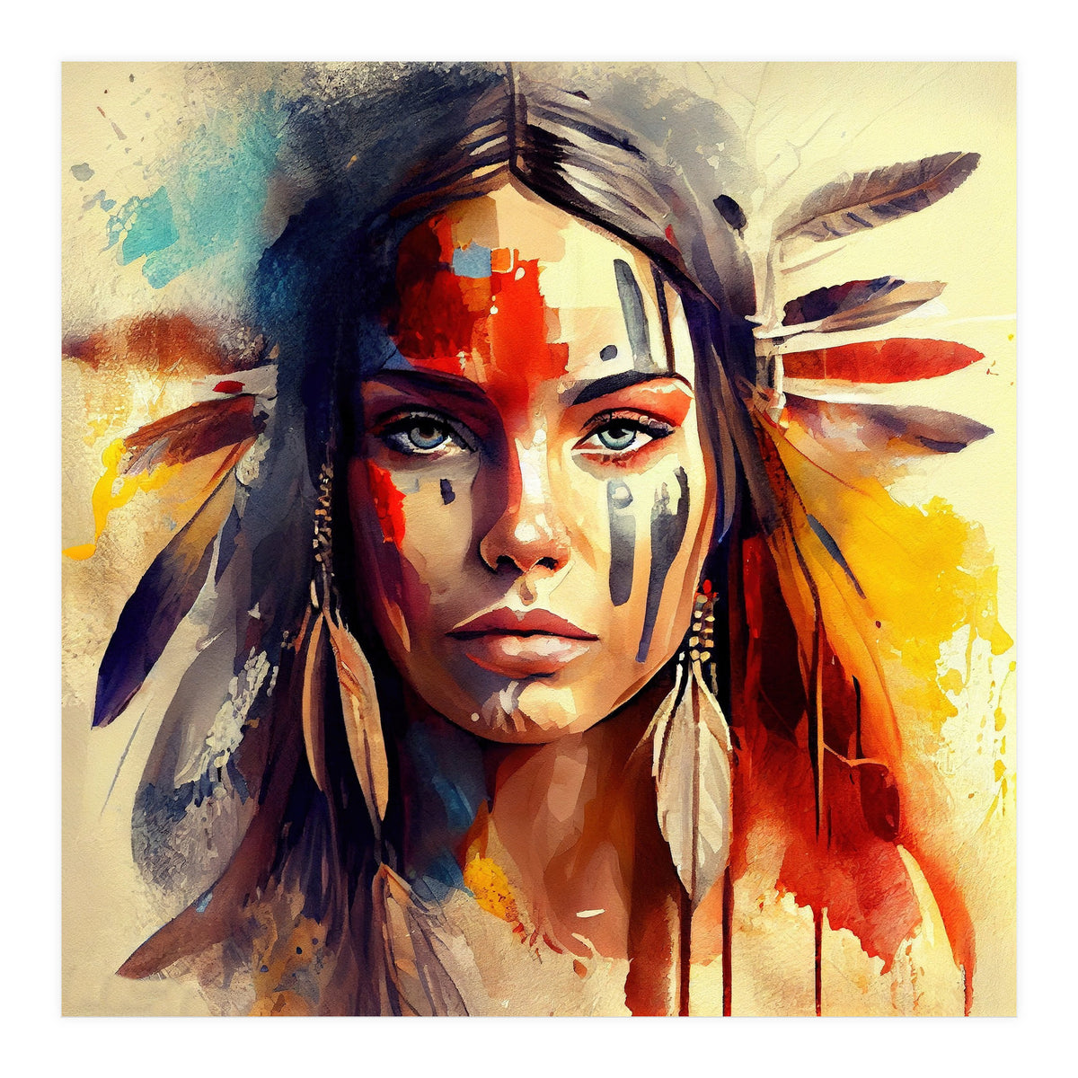 Powerful American Native Woman #3 (Print Only)