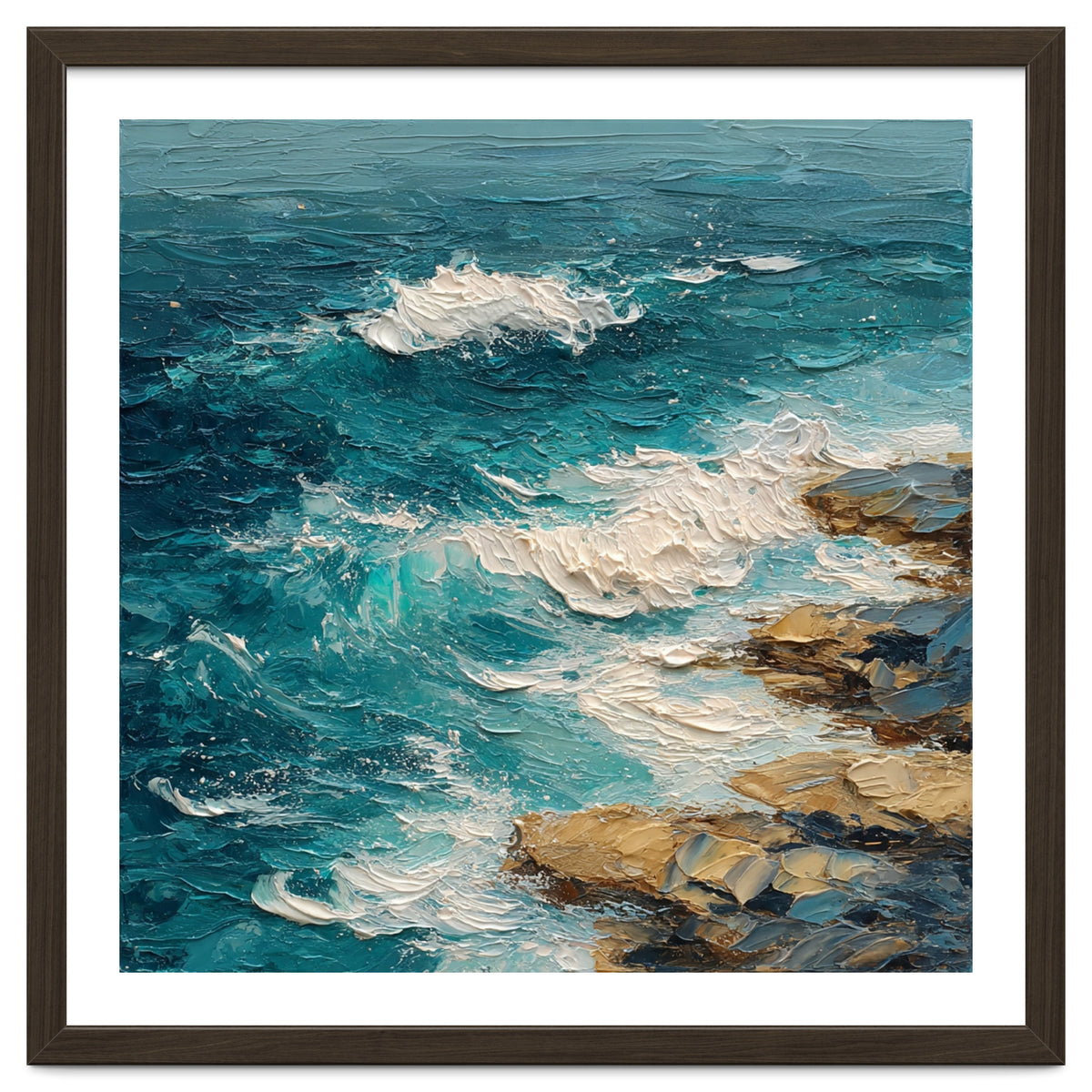 Dynamic Coastal Swell with Sculpted Turquoise Waves